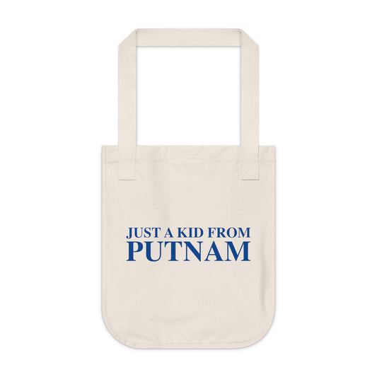 Just a kid from Putnam Organic Canvas Tote Bag