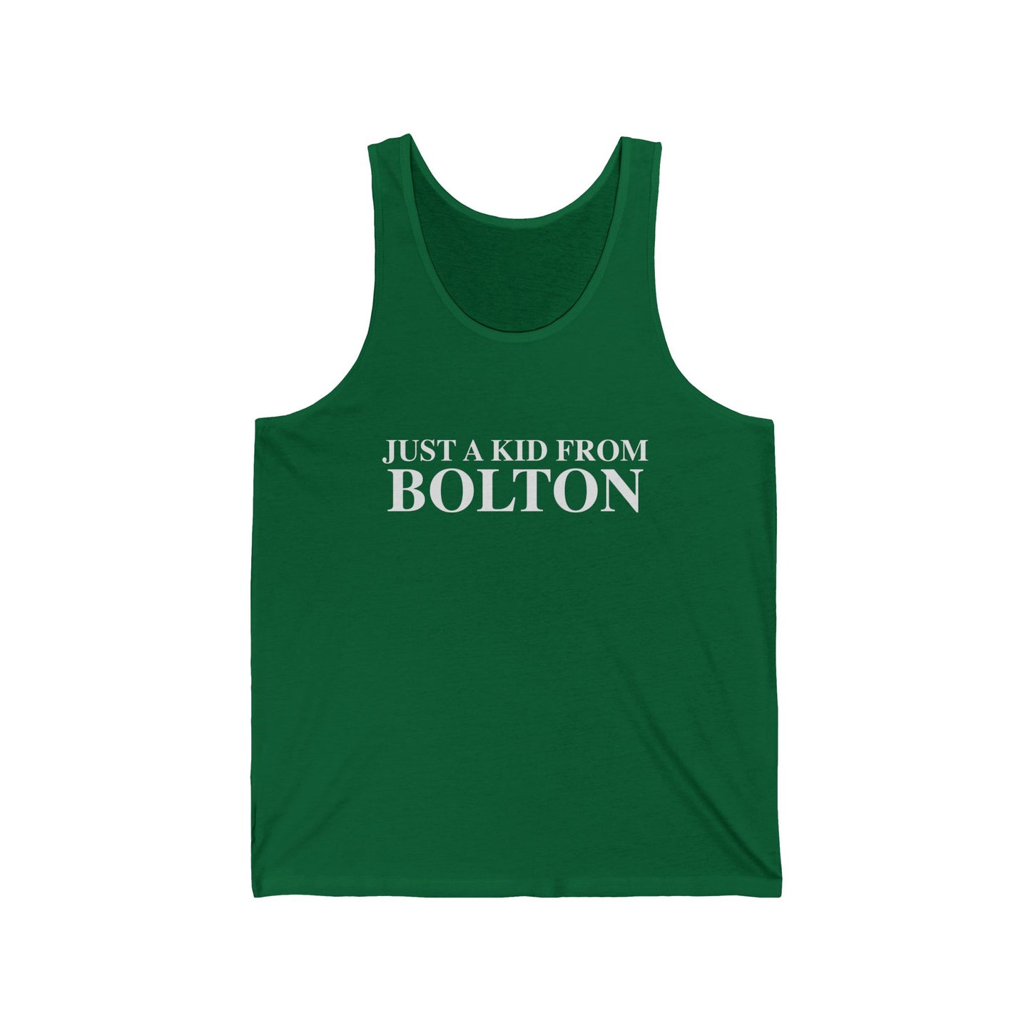 Just a kid from Bolton Unisex Jersey Tank Top
