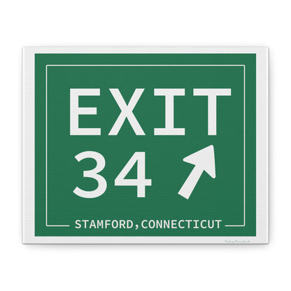 Vintage Exit 34 Merritt Parkway Sign Matte Canvas, Stretched, 1.25"