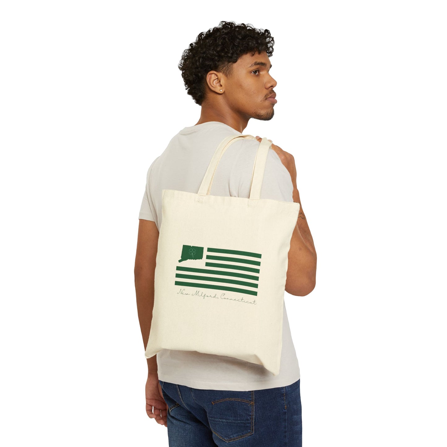 New Milford Connecticut St. Patrick’s Day Flag Cotton Canvas Tote Bag