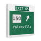 Vintage WCP Exit 65 Sign Matte Canvas, Stretched, 1.25"