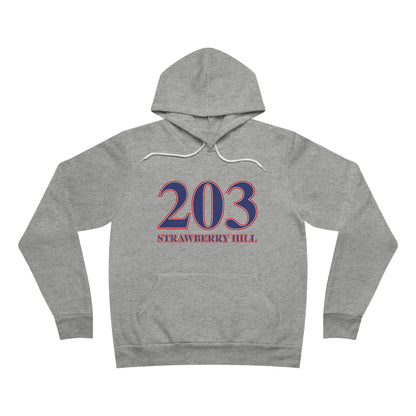 203 Strawberry Hill Red, White & Blue Unisex Sponge Fleece Pullover Hoodie