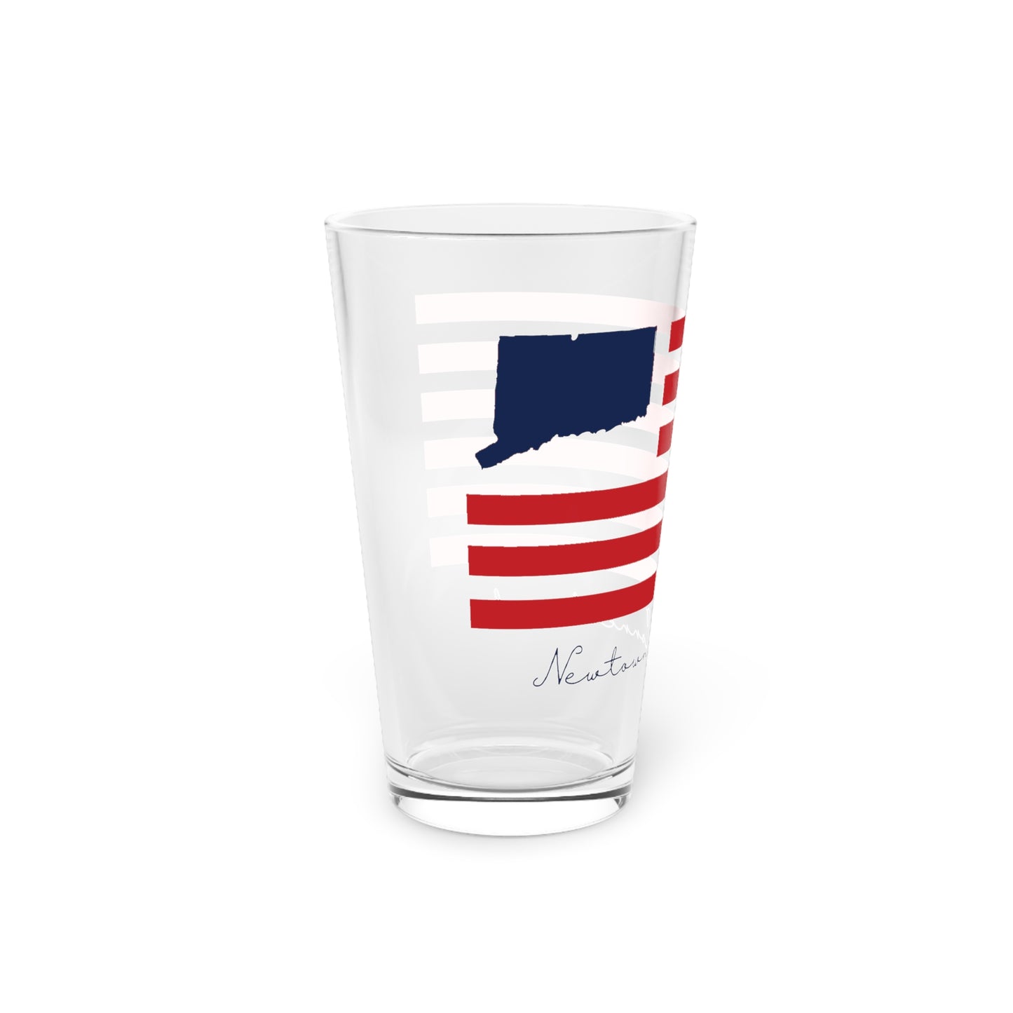 Newtown Connecticut Flag Pint Glass, 16oz