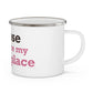 Goose Shows Are My Happy Place - Pink & Espresso Enamel Camping Mug