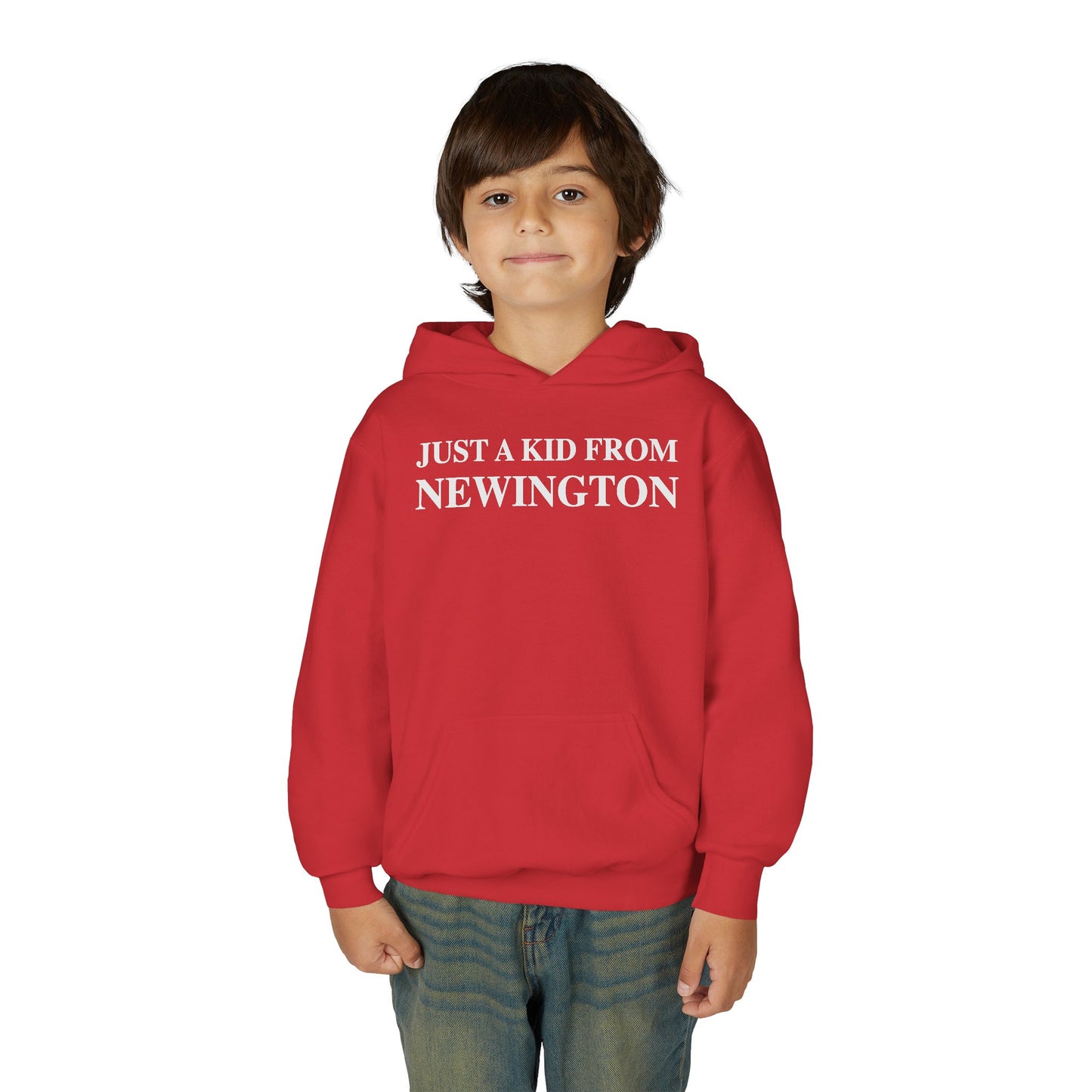 Just a kid from Newington Youth Heavy Blend Hooded Sweatshirt