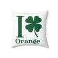 I Clover Orange Spun Polyester Square Pillow