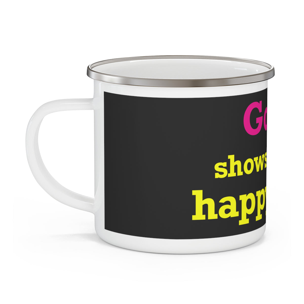 Goose Shows Are My Happy Place - Yellow & Pink Enamel Camping Mug