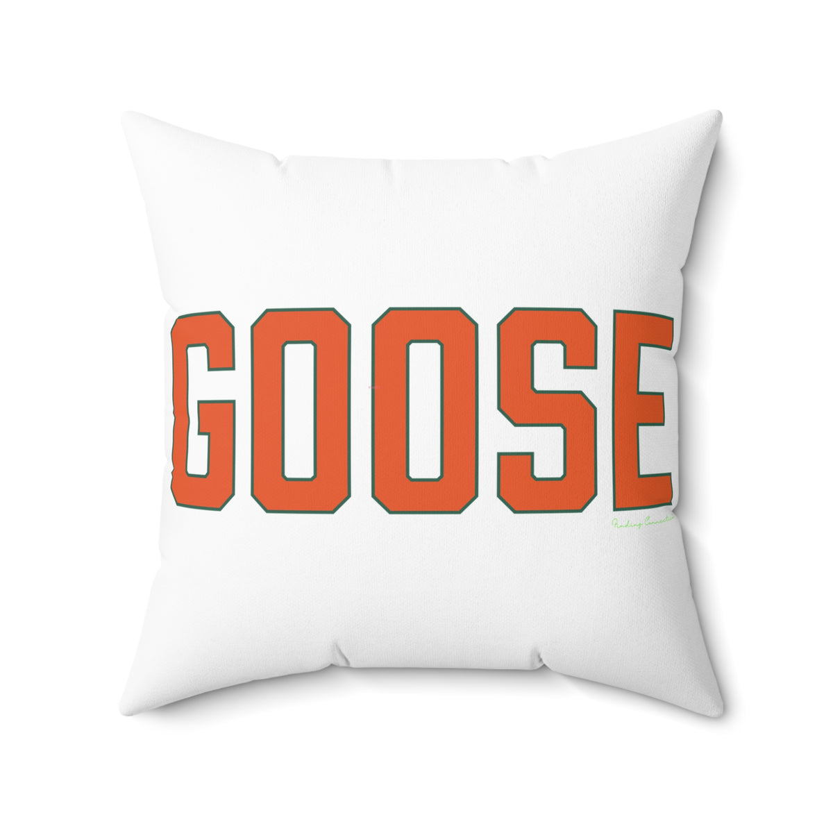 Goose Zip Code Orange & Green Spun Polyester Square Pillow