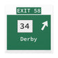 Vintage WCP Exit 58 Sign Matte Canvas, Stretched, 1.25"