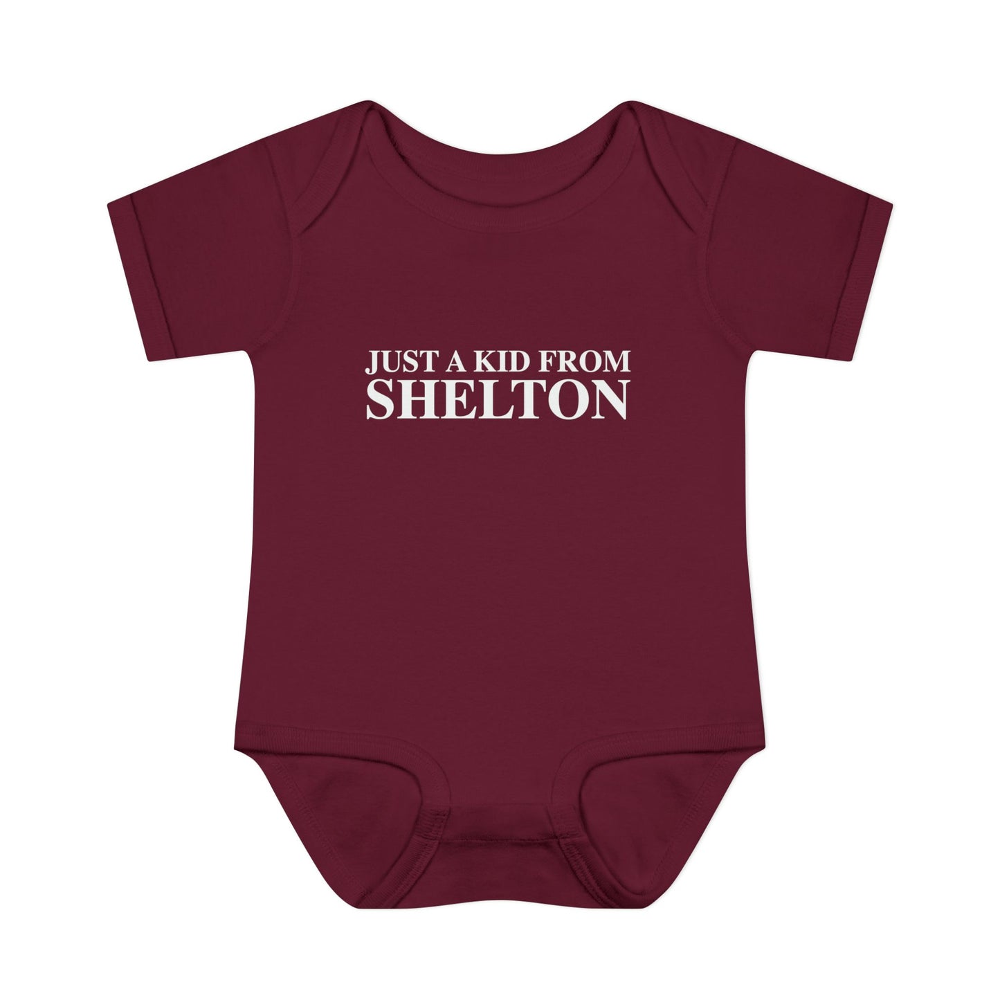 Just a kid from Shelton Infant Baby Rib Bodysuit