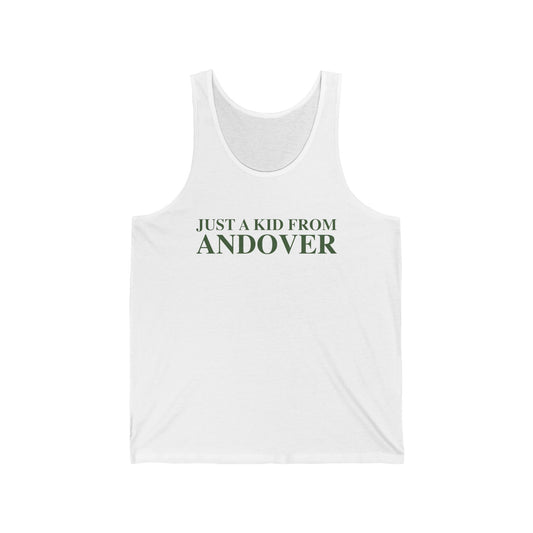 Just a kid from Andover Unisex Jersey Tank Top