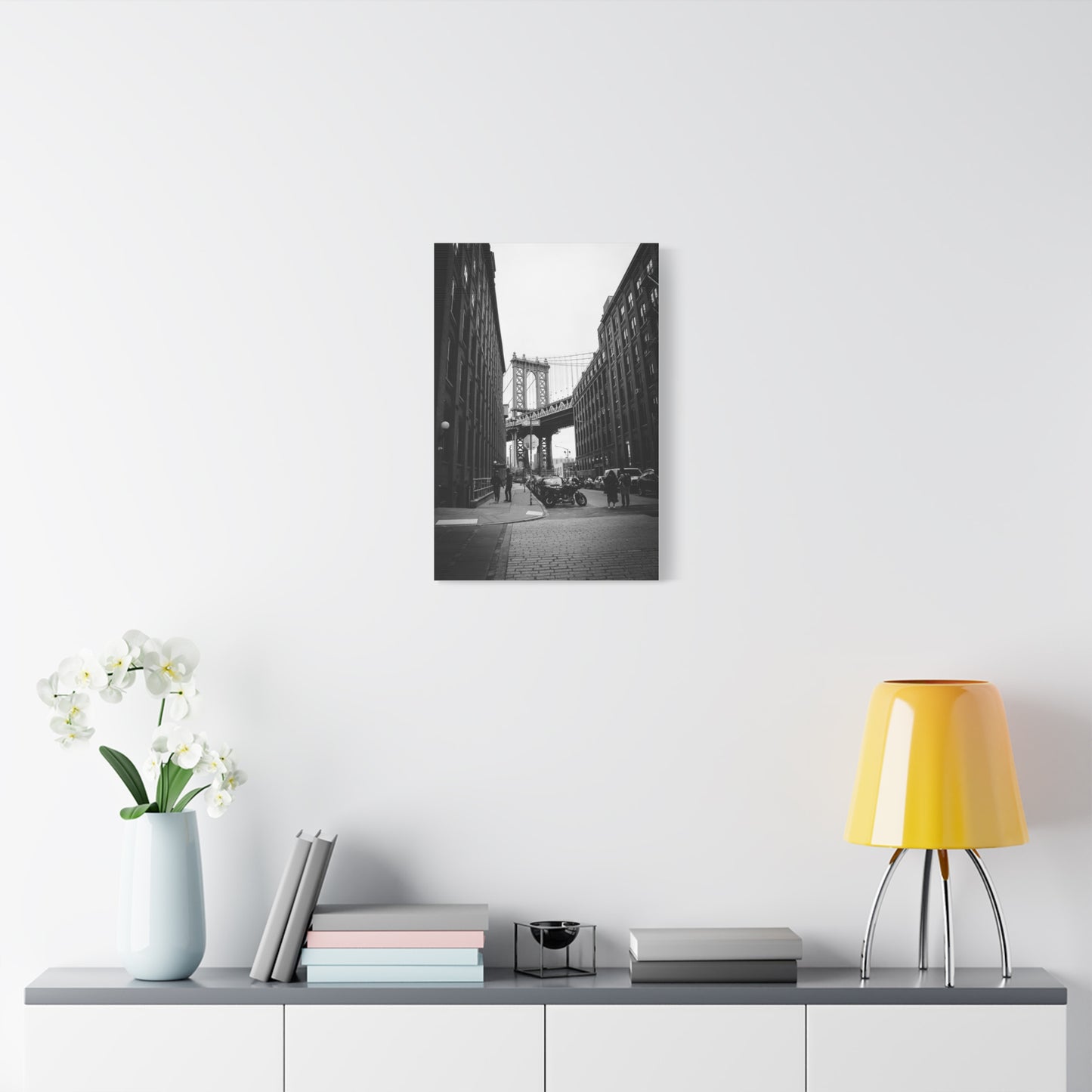 Manhattan Bridge Black and White Matte Canvas, Stretched, 1.25"