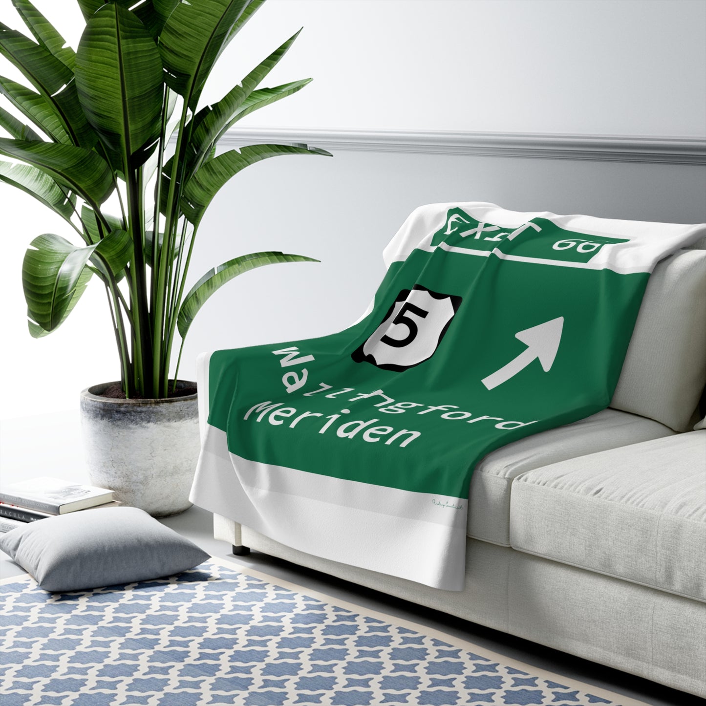 Vintage WCP Exit 66 Sign Sherpa Fleece Blanket