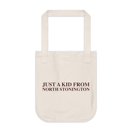 Just a kid from North Stonington Organic Canvas Tote Bag