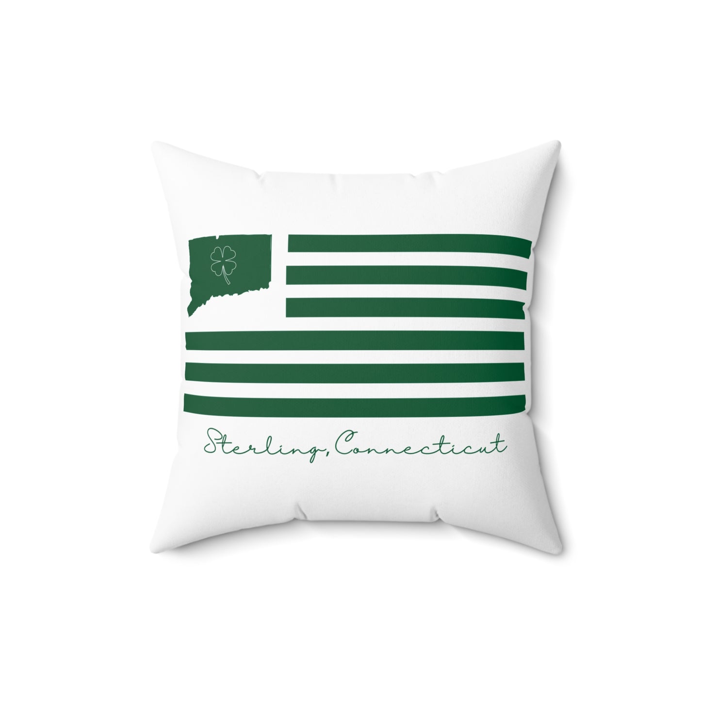 Sterling Connecticut St. Patrick’s Day Flag Spun Polyester Square Pillow