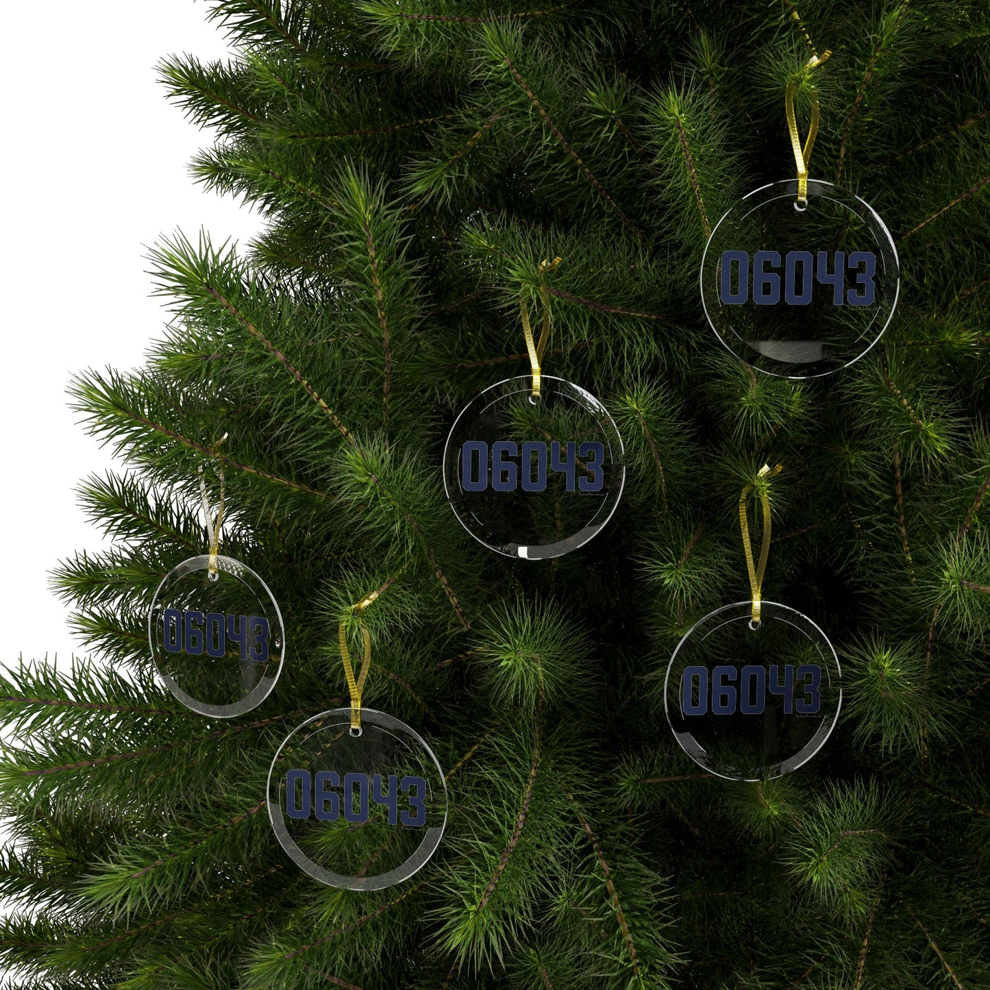06043 Bolton Connecticut Zip Code Glass Ornaments