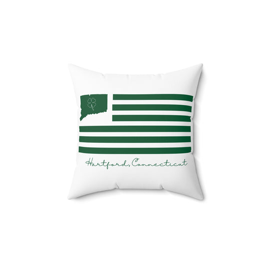 Hartford Connecticut St. Patrick’s Day Flag Spun Polyester Square Pillow