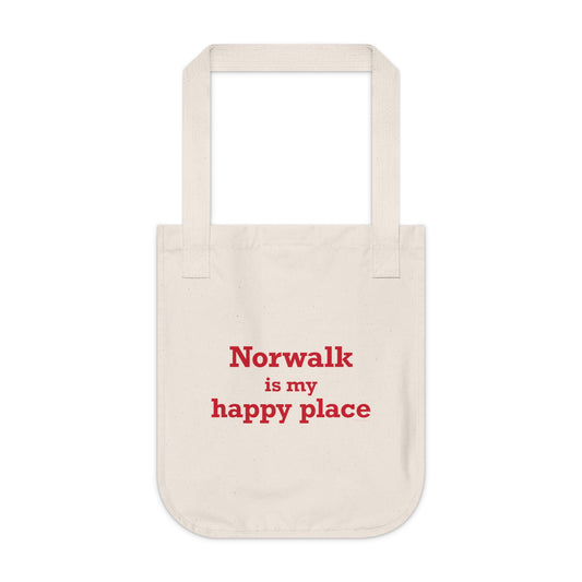 Norwalk is my Happy Place Organic Canvas Tote Bag