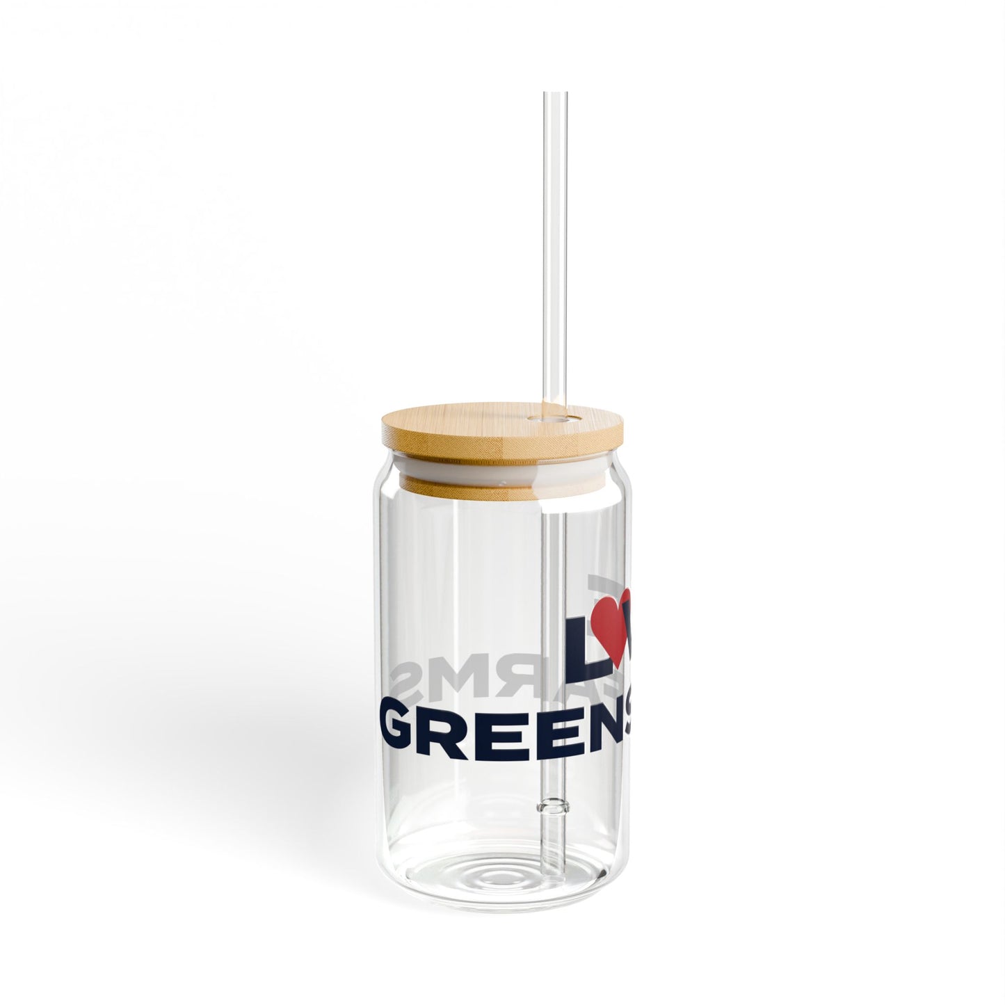 Love Greens Farms Glass Can with Straw and Lid, 16oz