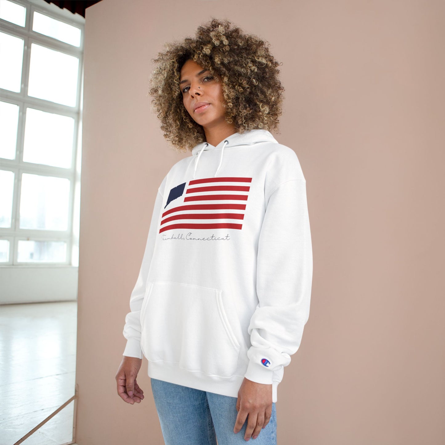 Trumbull Connecticut Flag Champion Hoodie