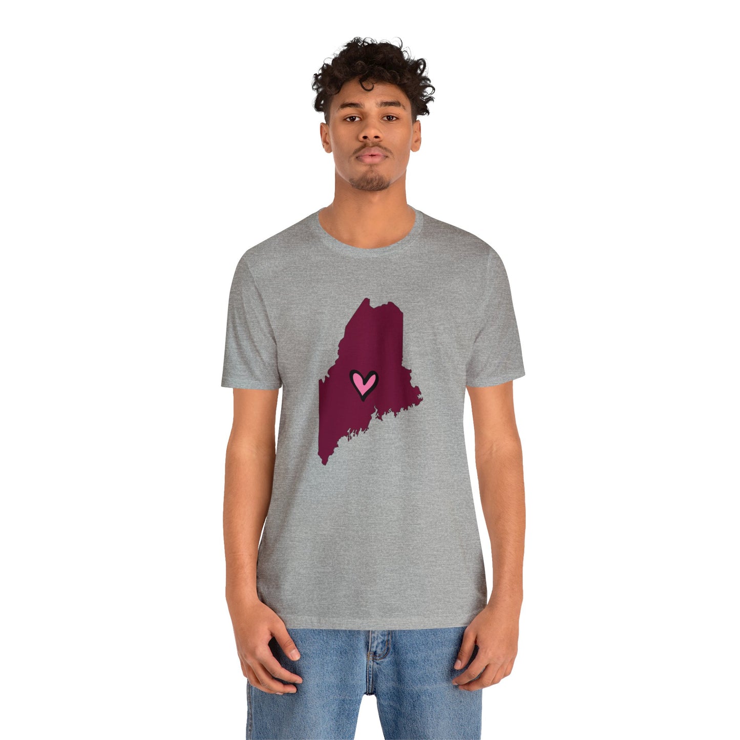 Maine Love (maroon) Unisex Jersey Short Sleeve Tee