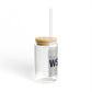 Weston Love Glass Can with Straw and Lid, 16oz