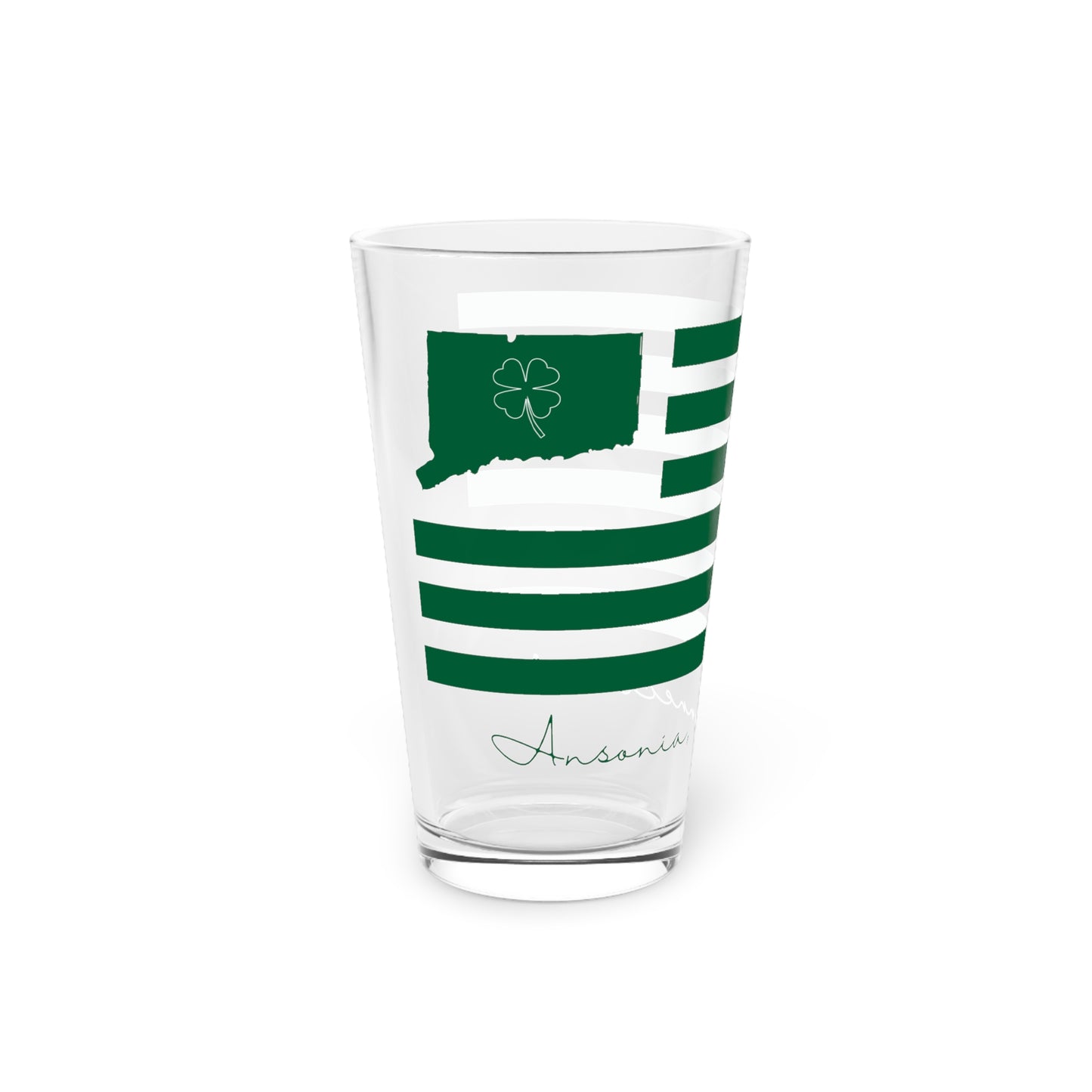 Ansonia Connecticut St. Patrick’s Day Flag Pint Glass, 16oz