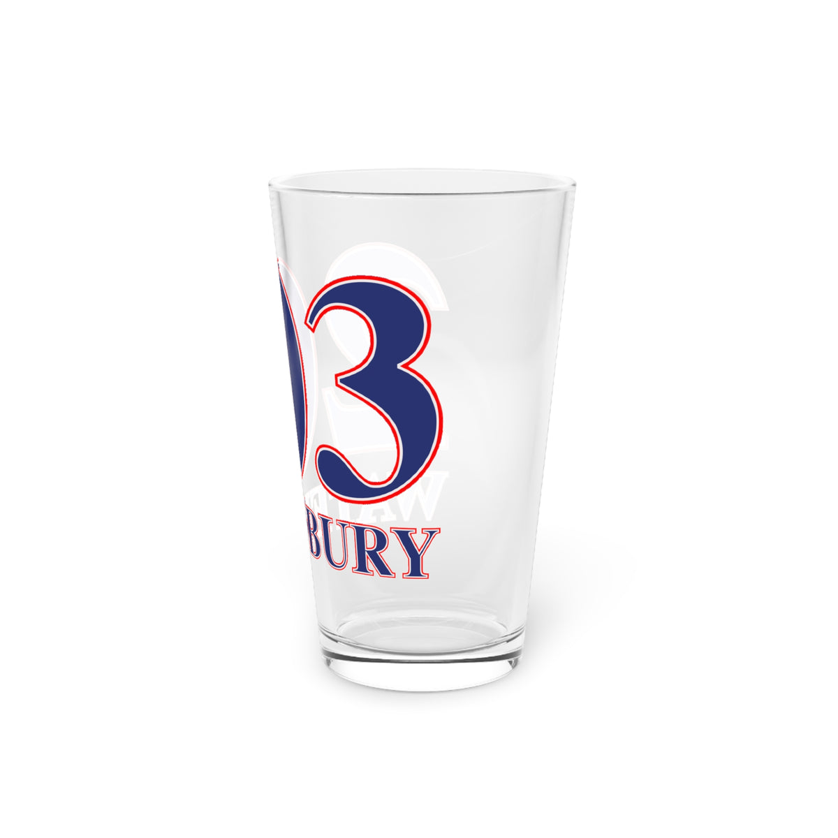 Waterbury Red, White & Blue Pint Glass, 16oz