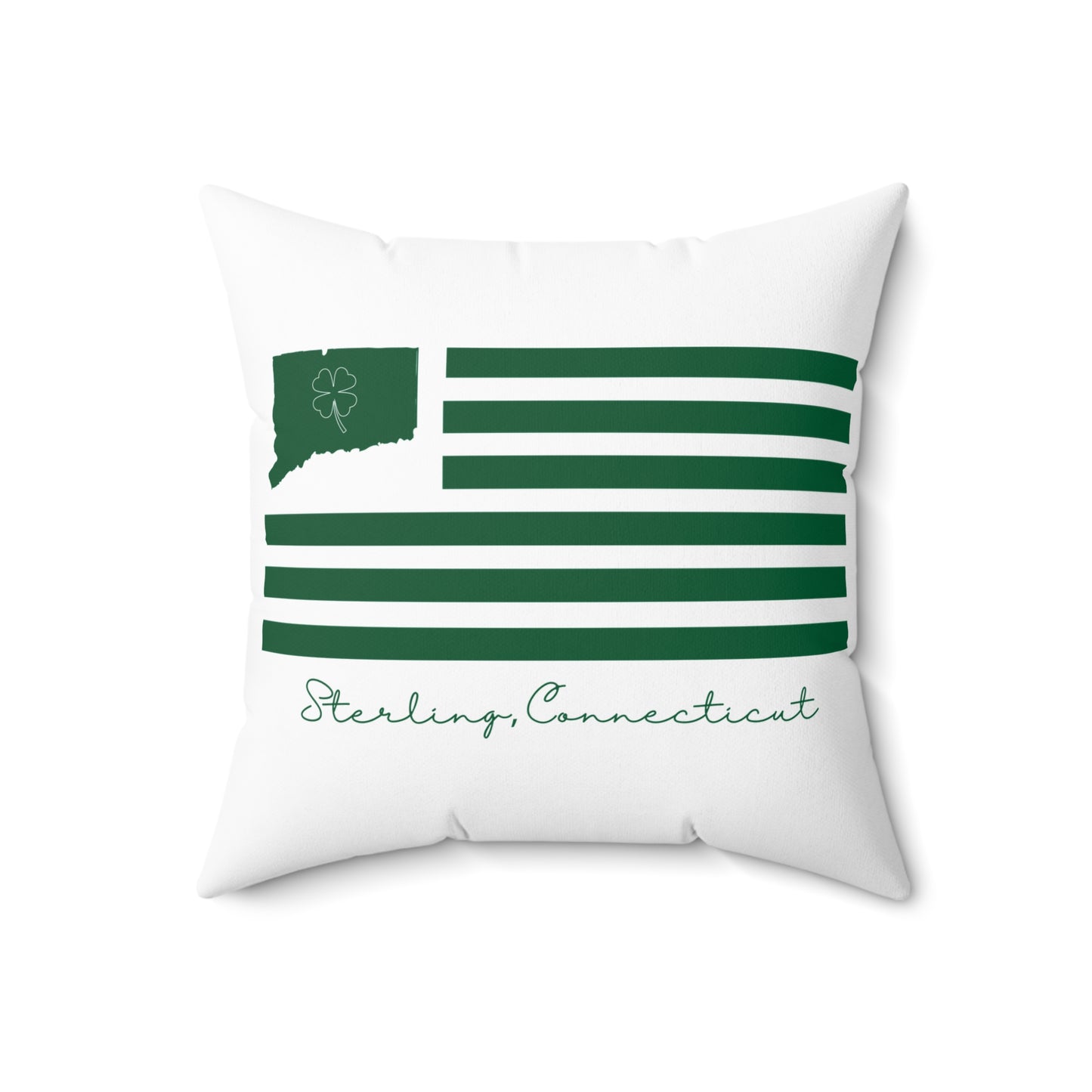 Sterling Connecticut St. Patrick’s Day Flag Spun Polyester Square Pillow