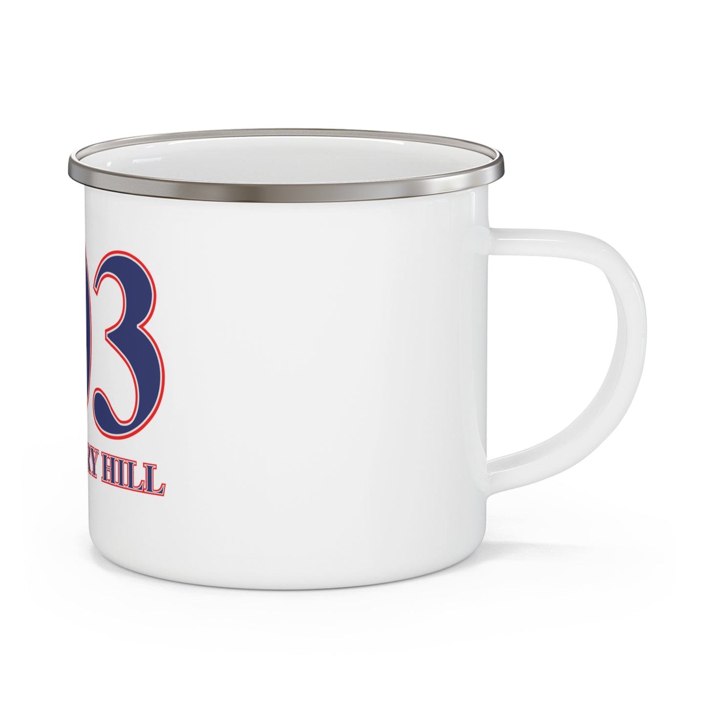 203 Strawberry Hill Red, White & Blue Enamel Camping Mug
