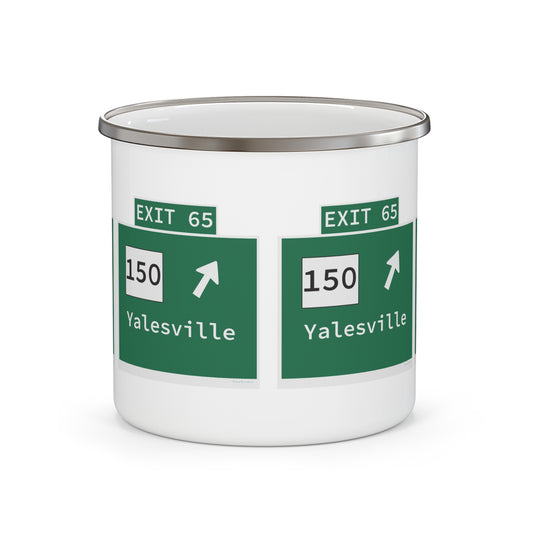 Vintage WCP Exit 65 Sign Enamel Camping Mug