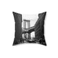 Manhattan Bridge Black and White Spun Polyester Square Pillow
