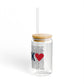 Norwalk Love Glass Can with Straw and Lid, 16oz