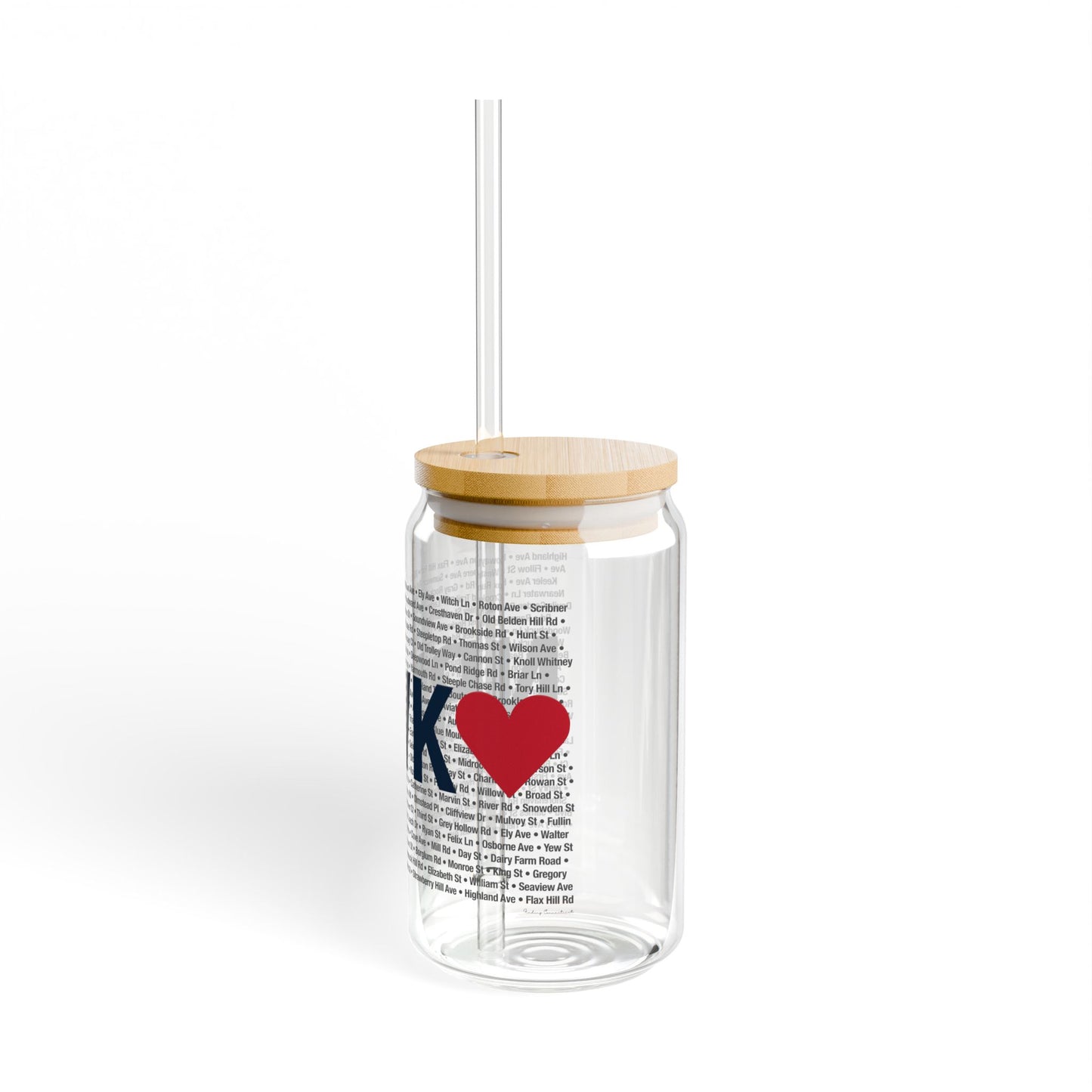 Norwalk Love Glass Can with Straw and Lid, 16oz