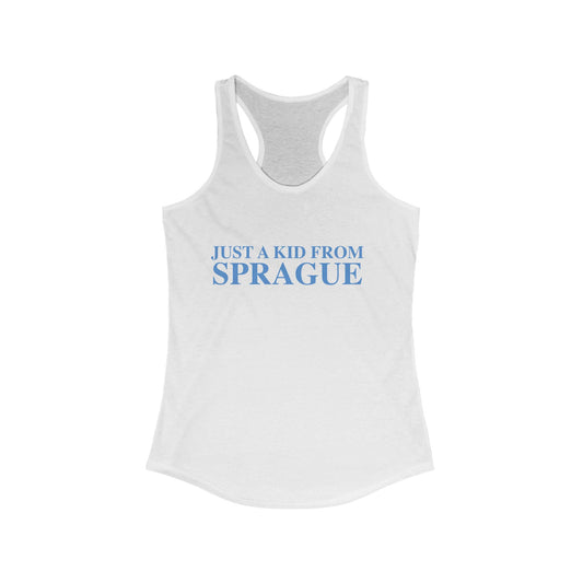Just a kid from Sprague Women's Ideal Racerback Tank Top