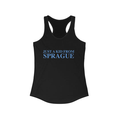 Just a kid from Sprague Women's Ideal Racerback Tank Top
