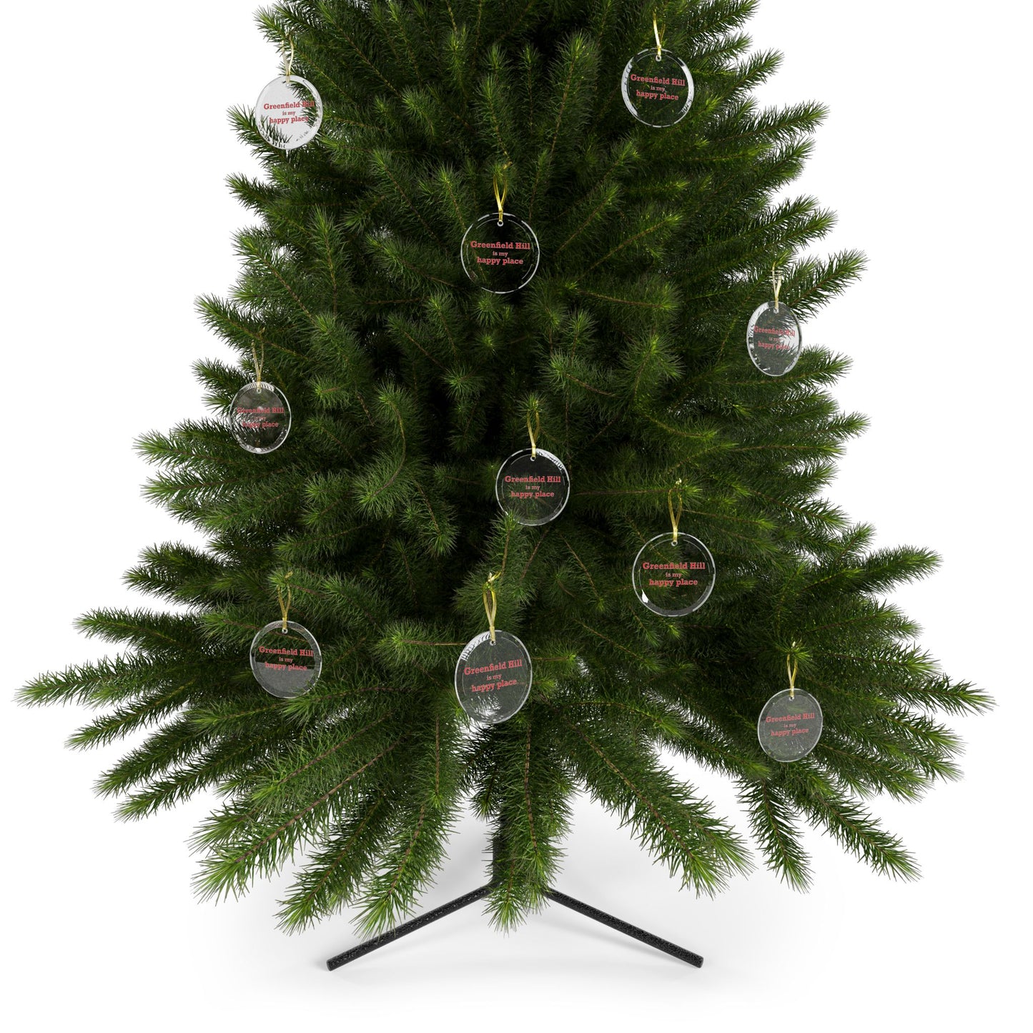 Greenfield Hill is My Happy Place Glass Ornaments