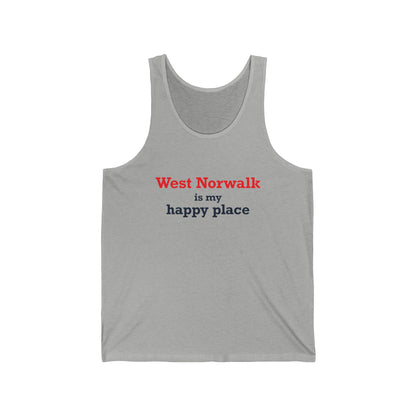 West Norwalk is my happy place Unisex Jersey Tank Top