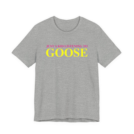 Just a kid listening to Goose - Yellow & Pink Unisex Jersey Short Sleeve T-Shirt
