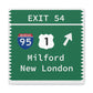 Vintage Merritt Parkway Exit 54 Sign Matte Canvas, Stretched, 1.25"