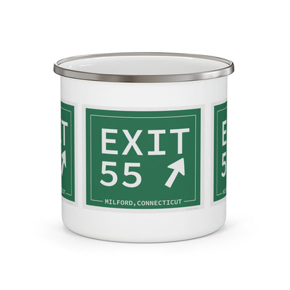 Vintage Exit 55 WCP Sign Enamel Camping Mug