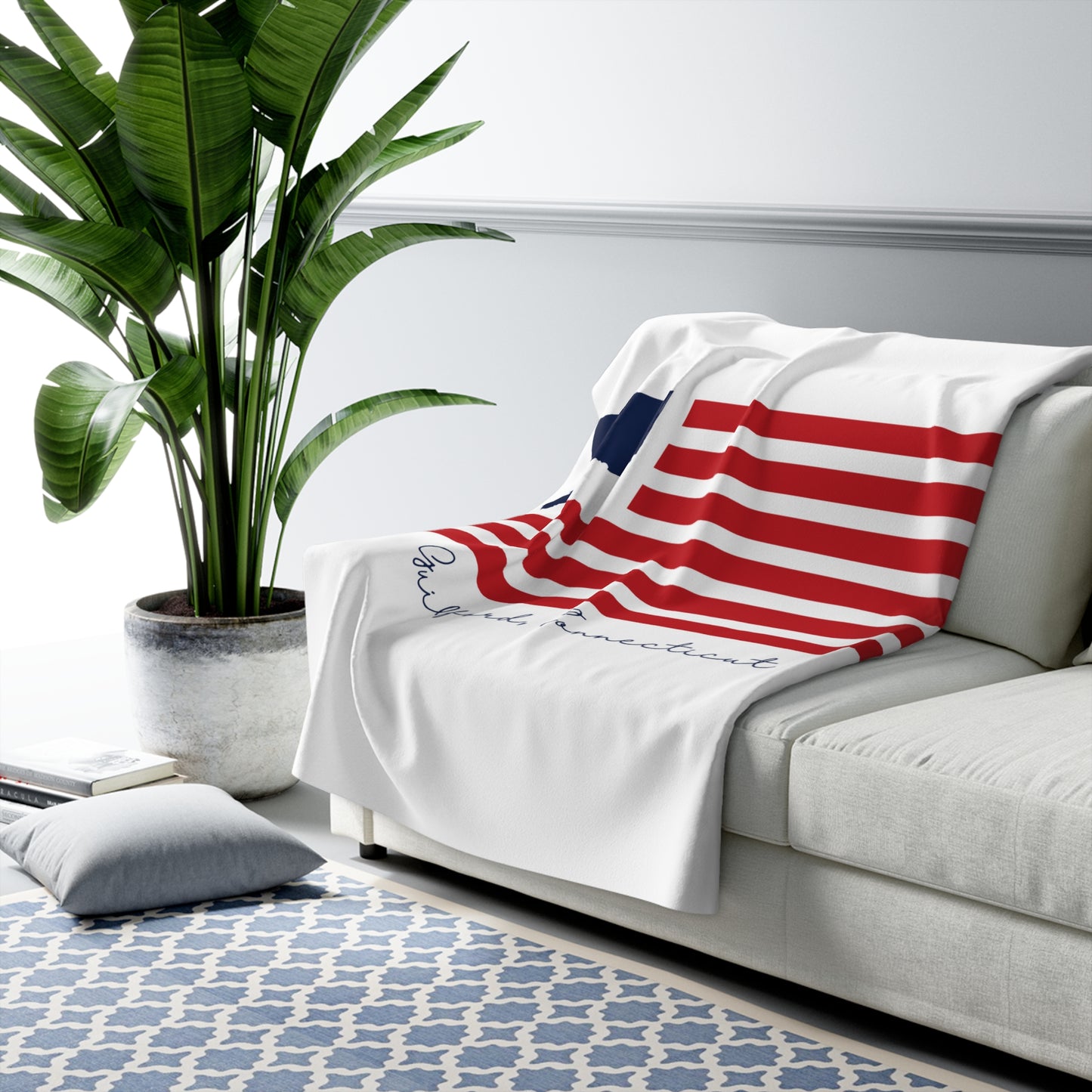 Guilford Connecticut Flag Sherpa Fleece Blanket