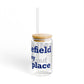 Middlefield is My Happy Place Glass Can with Straw and Lid, 16oz
