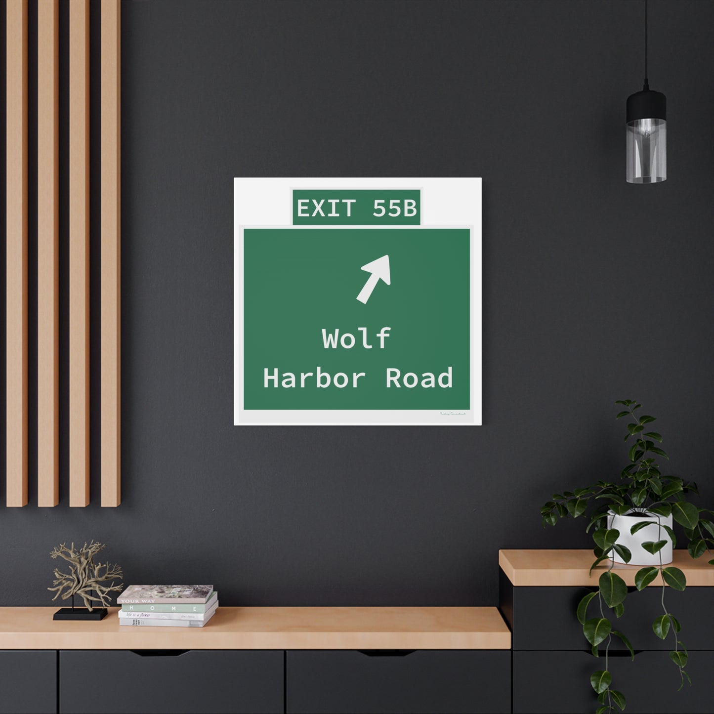 Vintage WCP Exit 55B Sign Matte Canvas, Stretched, 1.25"