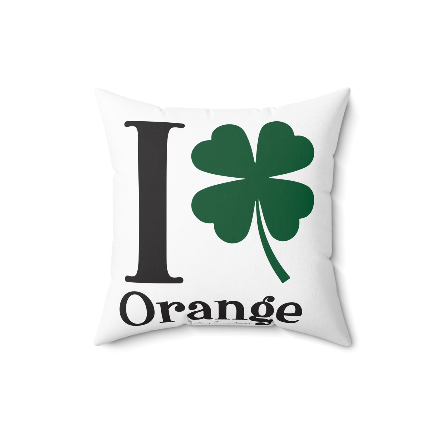 I Clover Orange Spun Polyester Square Pillow