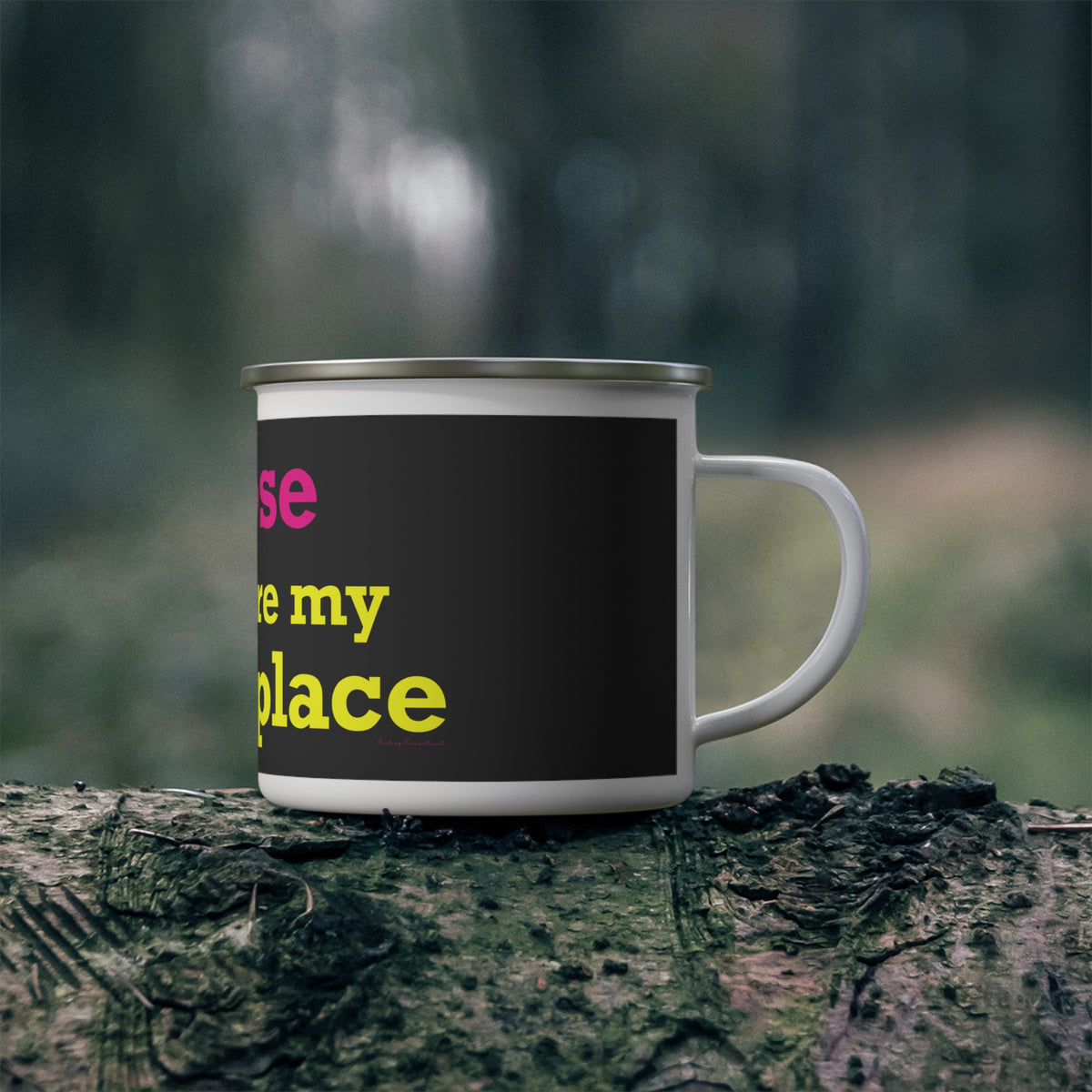 Goose Shows Are My Happy Place - Yellow & Pink Enamel Camping Mug