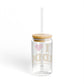 I Heart RDDG Glass Can with Straw and Lid, 16oz