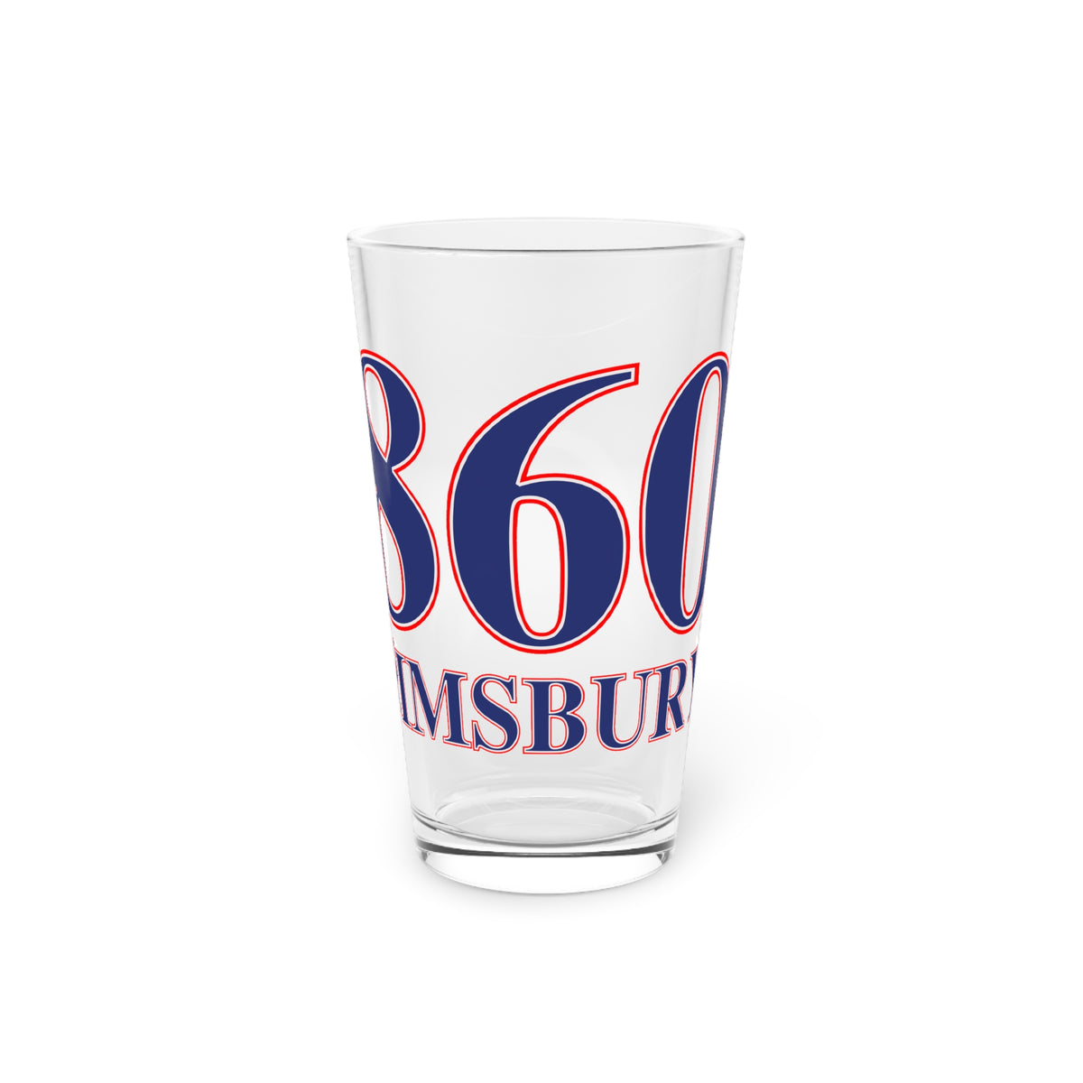 860 Simsbury Hill Red, White & Blue Pint Glass, 16oz