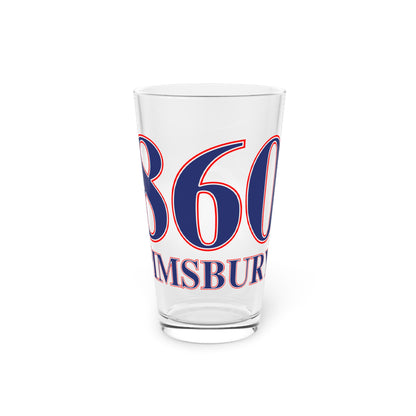 860 Simsbury Hill Red, White & Blue Pint Glass, 16oz
