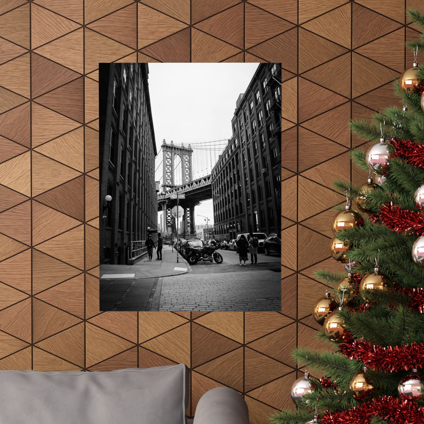 Manhattan Bridge Black and White Matte Vertical Posters